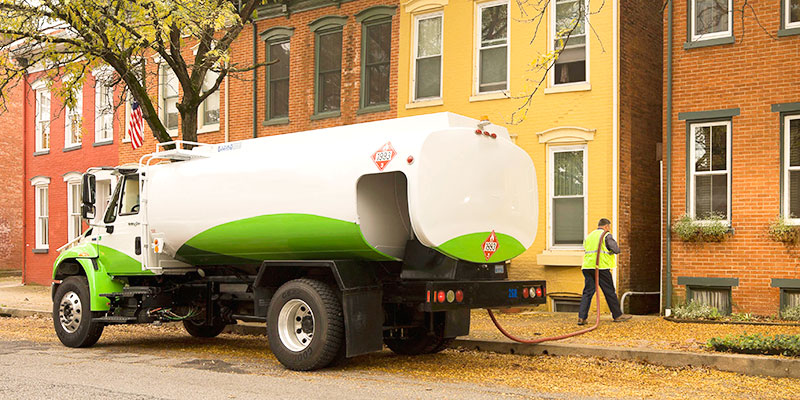 Heating oil truck making a delivery